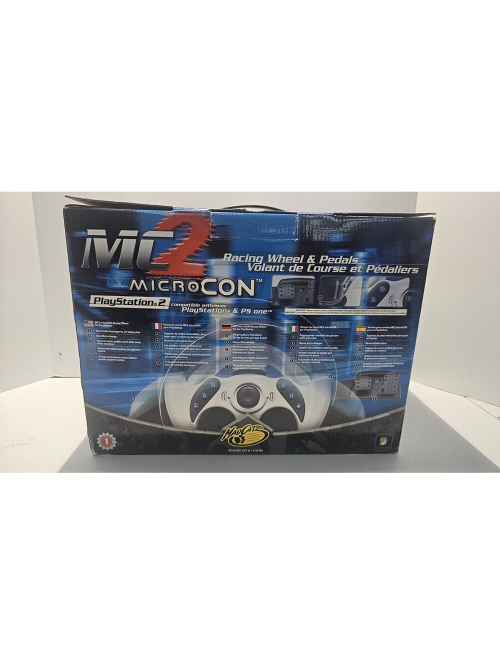 Mad Catz MC2 MicroCON Racing Wheel & Pedals Sony PlayStation 2 PS2 Open Box Comp